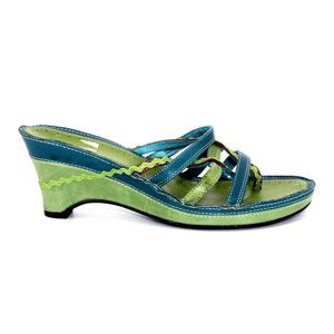 Clarks Indigo Sandal Wedge Mule Green Blue  S 9.5